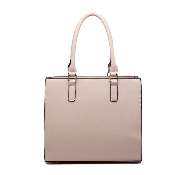 LT1650 - Miss Lulu Textured Leather Look Square Pocket Shoulder Handbag Beige LT1650 - Miss Lulu Textured Leather Look Square Pocket Shoulder Handbag Beige